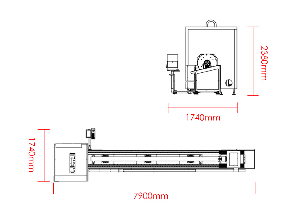 FST-6024T Fiber Laser Tube Cutting Machine Dimensions