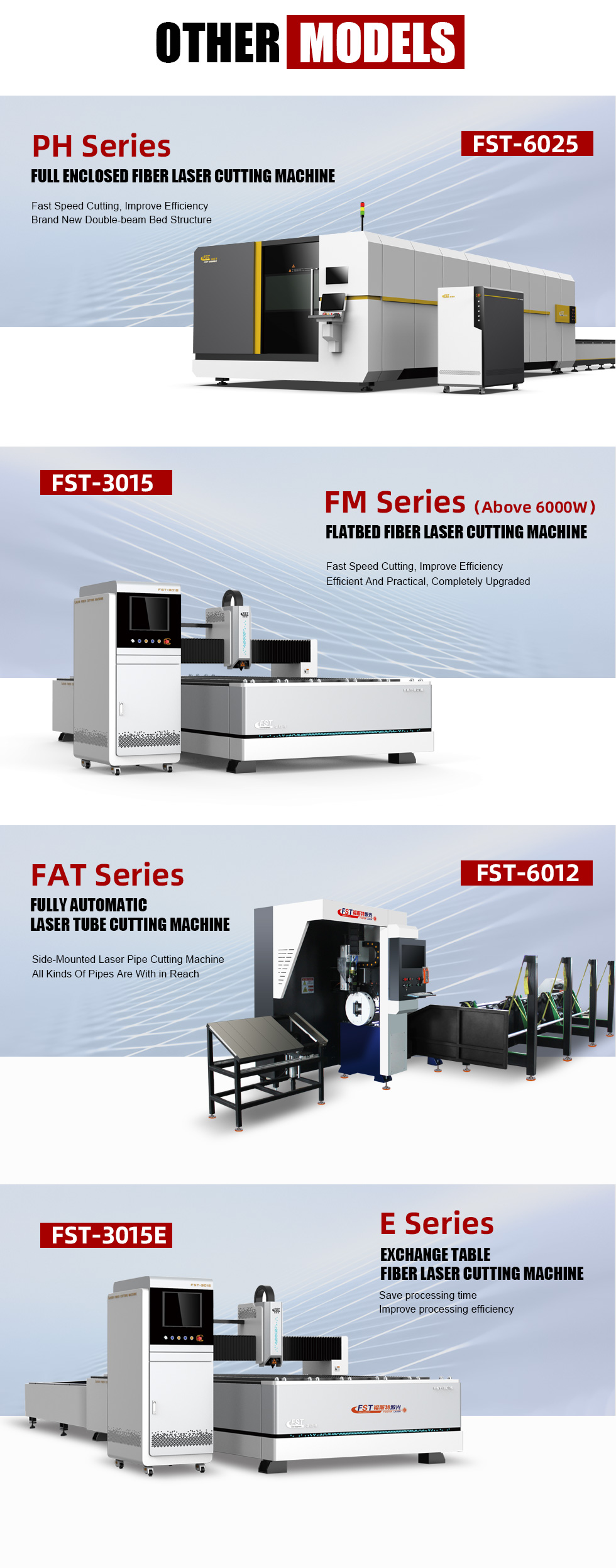 FST-6024T Fiber Laser Tube Cutting Machine Other Models