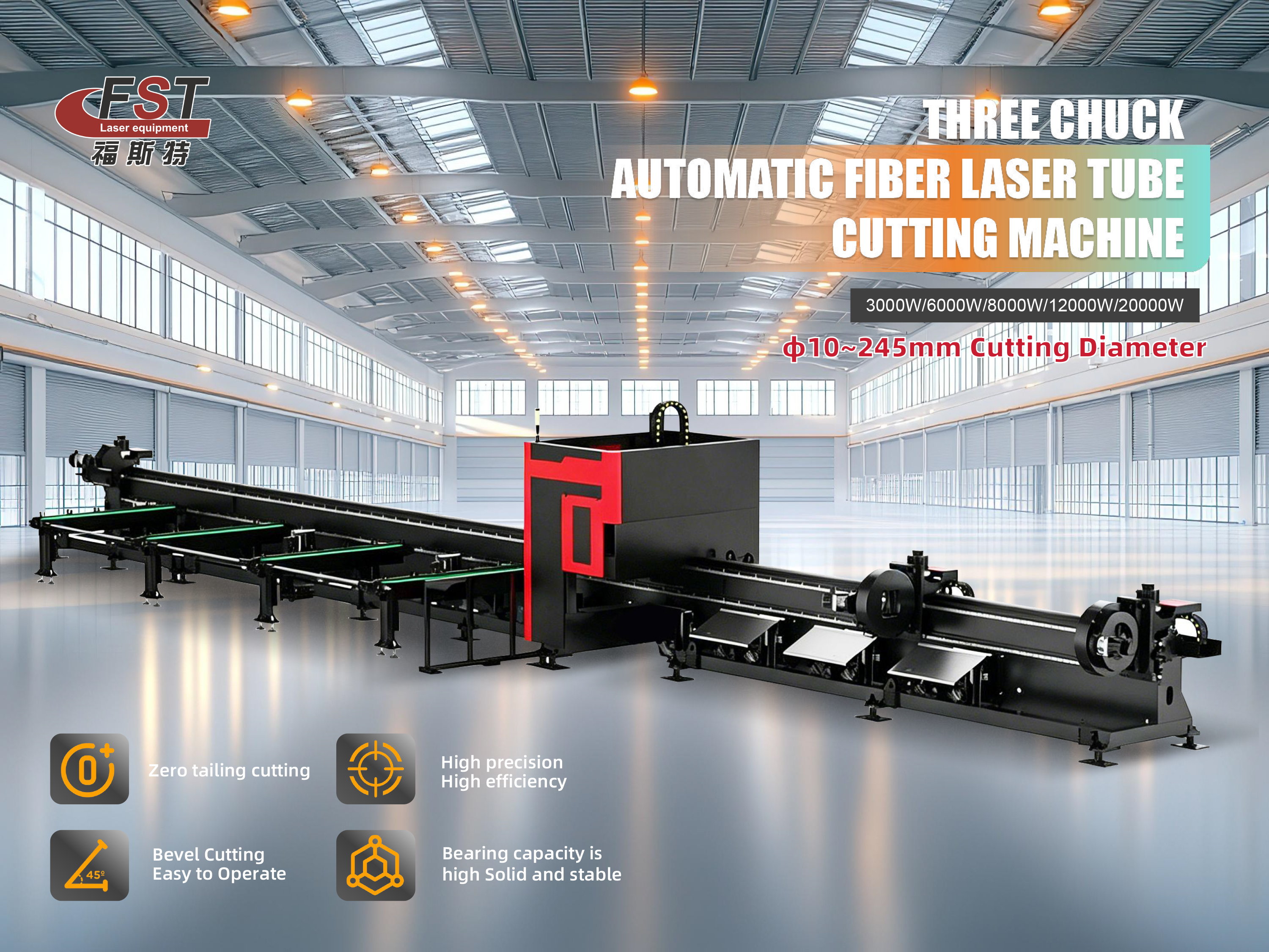 6024 Three Chuck Automatic Fiber Laser Tube Cutting Machine